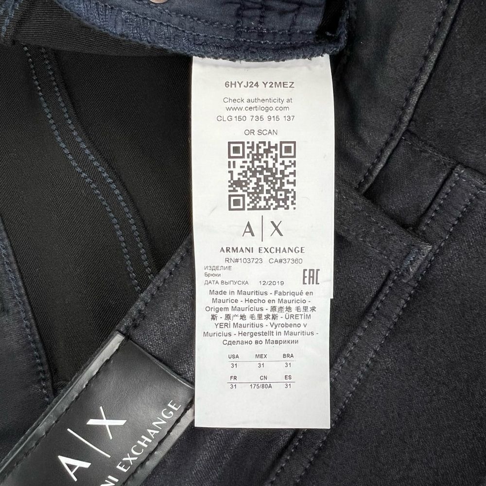 AX Armani Exchange J24 Blue Black Coated Super Skinny Jeans High Rise Size 31 - Picture 7 of 9